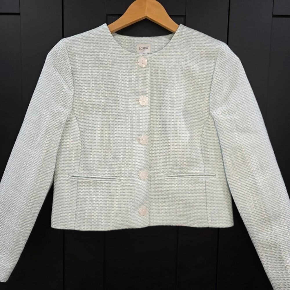 Jcrew blue cropped jacket with